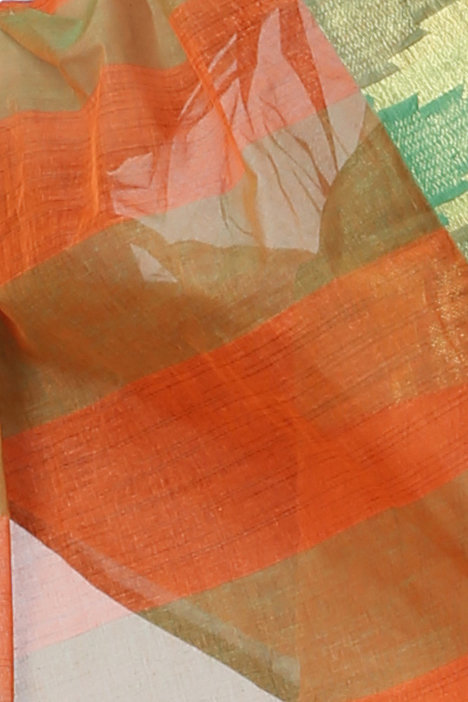 Orange Pure Cotton Vrinda Tant Saree (1093)